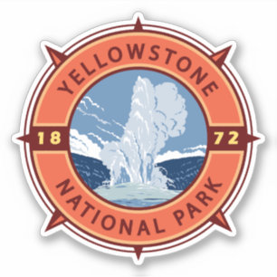 Yellowstone National Park Retro Compass Emblem