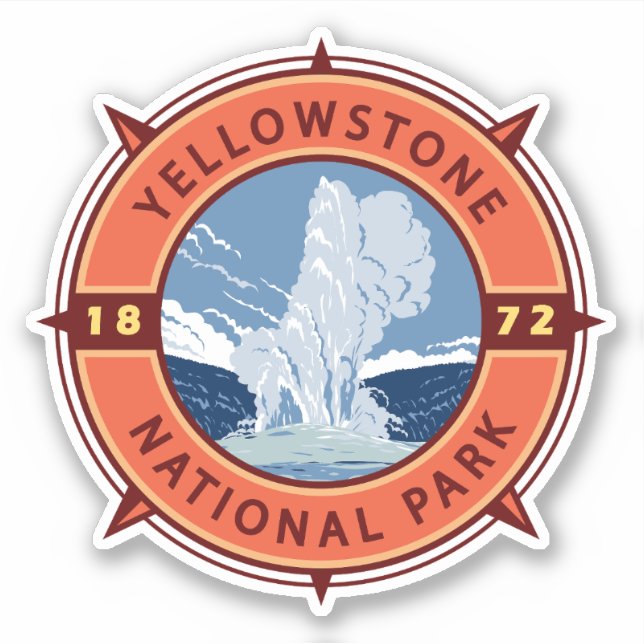 Yellowstone National Park Retro Compass Emblem (Front)