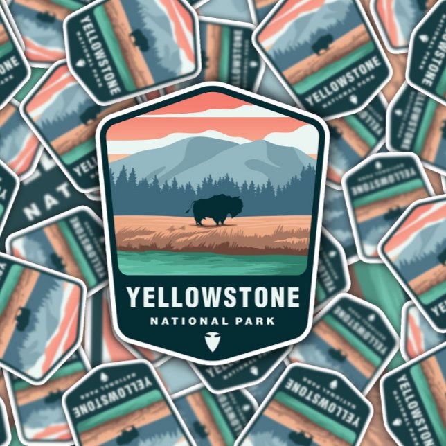 Yellowstone National Park Retro | Die-Cut Sticker (Creator Uploaded)