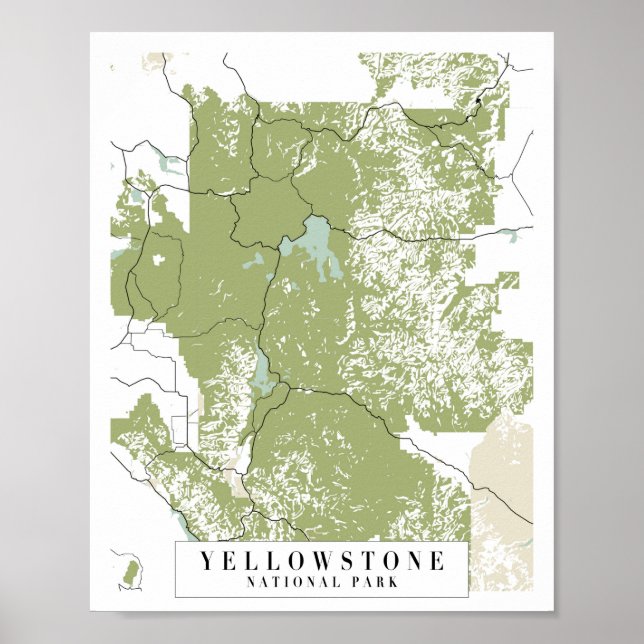 Yellowstone National Park Retro Street Map Poster (Front)