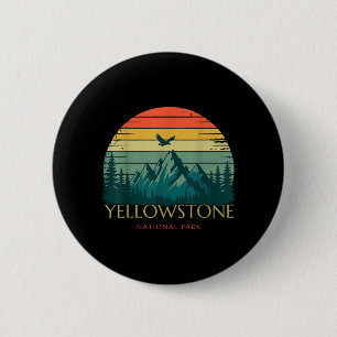 Yellowstone National Park Retro Vintage Mountain 6 Cm Round Badge