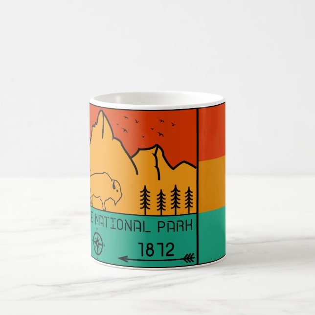 Yellowstone National Park Retro Wyoming USA Bison Coffee Mug (Center)