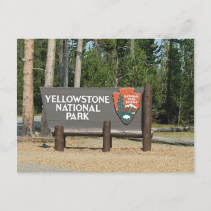 Yellowstone National Park, sign, Wyoming, U. S. Postcard
