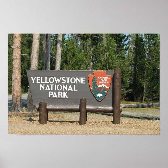 Yellowstone National Park, sign, Wyoming, U. S. Poster (Front)