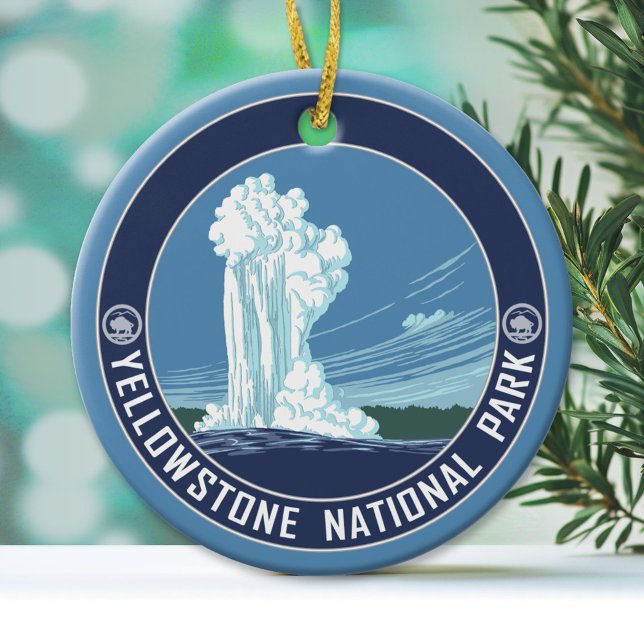 Yellowstone National Park Souvenir Ceramic Tree Decoration (National Park Ornament)