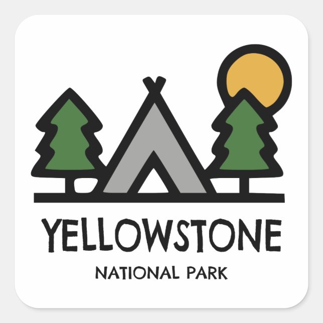 Yellowstone National Park Square Sticker (Front)