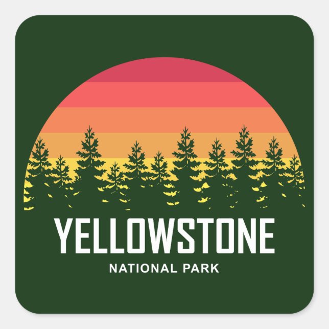 Yellowstone National Park Square Sticker (Front)