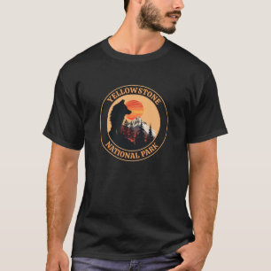 Yellowstone National Park, Sunset Wolf Art, Circle T-Shirt
