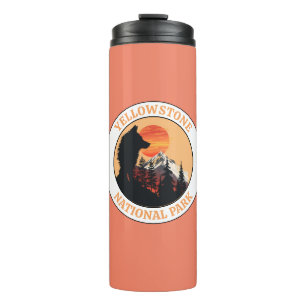 Yellowstone National Park, Sunset Wolf Art, Circle Thermal Tumbler