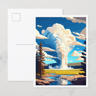 Yellowstone National Park Travel illustration Postcard