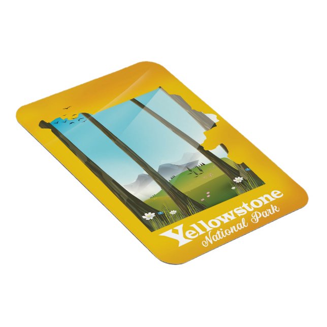 Yellowstone National Park vacation poster. Magnet (Right Side)