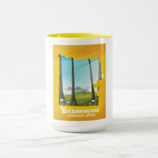 Yellowstone National Park vacation poster. Mug