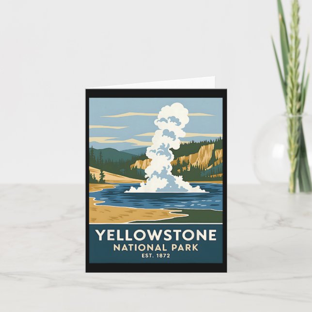 Yellowstone National Park Vintage Camping Hiking M Card (Front)