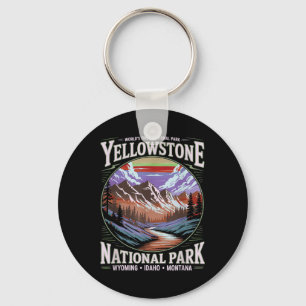 Yellowstone National Park Vintage Mountain Nature Key Ring