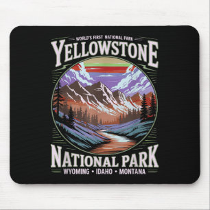 Yellowstone National Park Vintage Mountain Nature Mouse Mat