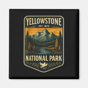 Yellowstone National Park Vintage Patch Emblem Hik Magnet