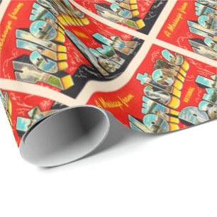 Yellowstone National Park Vintage Postcard Wrapping Paper