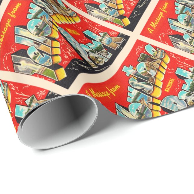 Yellowstone National Park Vintage Postcard Wrapping Paper (Roll Corner)