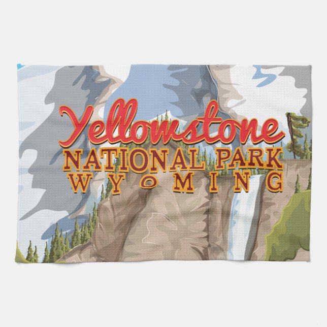 Yellowstone National Park Vintage Poster Tea Towel (Horizontal)