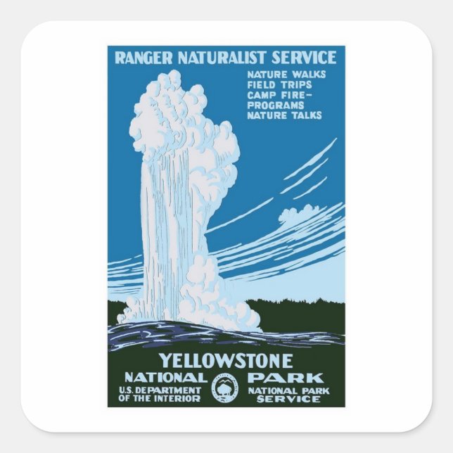 Yellowstone National Park Vintage Square Sticker (Front)