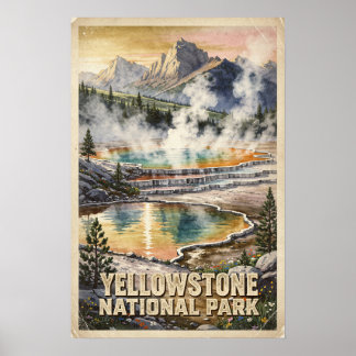 Yellowstone National Park Vintage Travel Poster