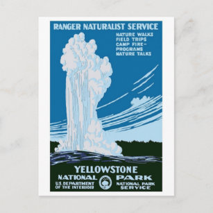 "Yellowstone National Park" Vintage WPA Postcard