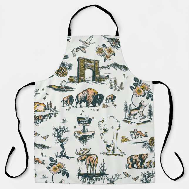 Yellowstone National Park Wildlife Pattern Apron (Front)