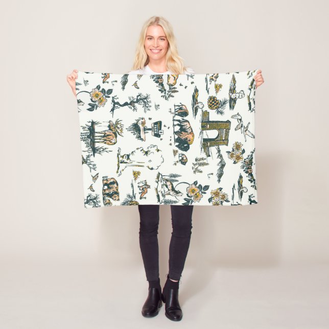 Yellowstone National Park Wildlife Pattern Fleece Blanket (In Situ)