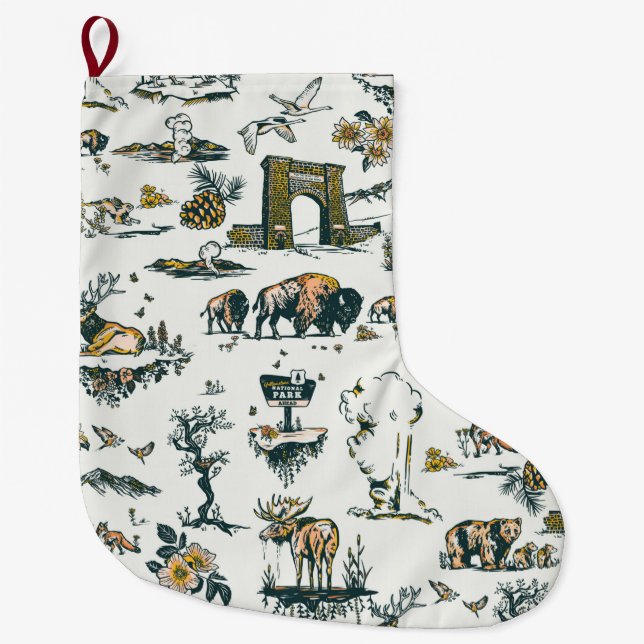 Yellowstone National Park Wildlife Pattern Large Christmas Stocking (Front)