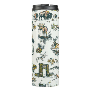 Yellowstone National Park Wildlife Pattern Thermal Tumbler