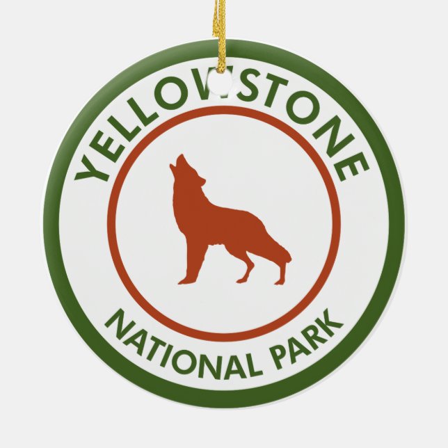 Yellowstone National Park Wolf Ceramic Tree Decoration (Back)
