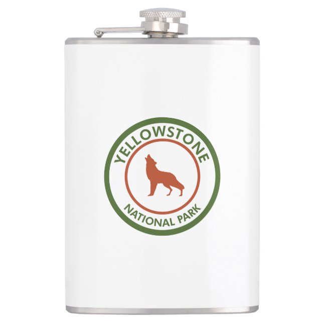 Yellowstone National Park Wolf Hip Flask (Front)