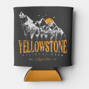 Yellowstone National Park Wolf Mountains Vintage   Can Cooler