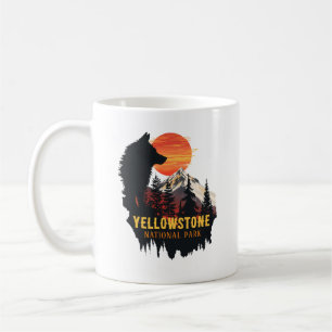 Yellowstone National Park, Wolf Orange Sunset Art  Coffee Mug