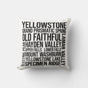 Yellowstone National Park Word Art Typography Cushion