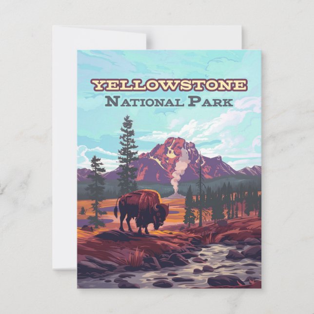 Yellowstone National Park Wyoming Bison Card (Front)