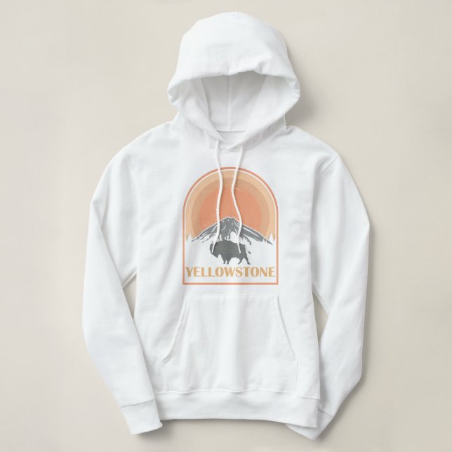 Yellowstone National Park Wyoming Bison Vintage Hoodie (Design Front)
