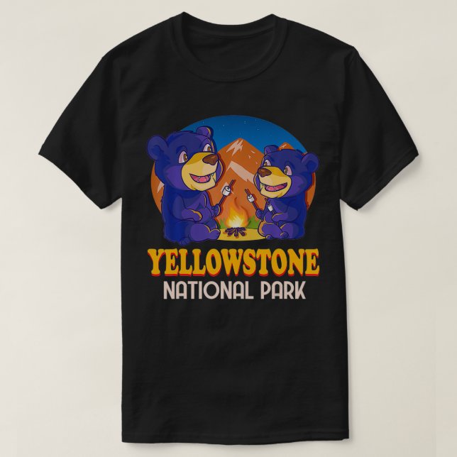 Yellowstone National Park Wyoming Black Bear Vinta T-Shirt (Design Front)