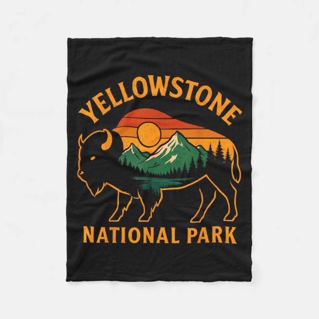 Yellowstone National Park Wyoming Buffalo Bison Su Fleece Blanket (Front)