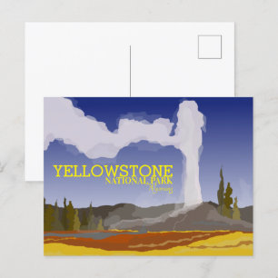 Yellowstone National Park, Wyoming Geyser Postcard