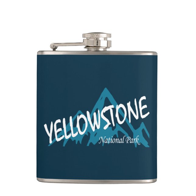 Yellowstone National Park Wyoming Montana Mountain Hip Flask (Front)