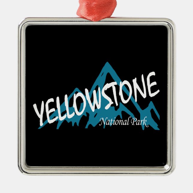 Yellowstone National Park Wyoming Montana Mountain Metal Tree Decoration (Front)