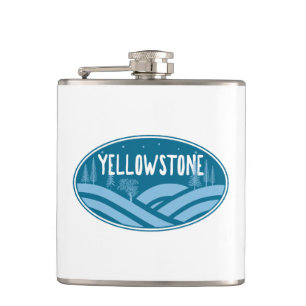 Yellowstone National Park Wyoming Montana Outdoors Hip Flask