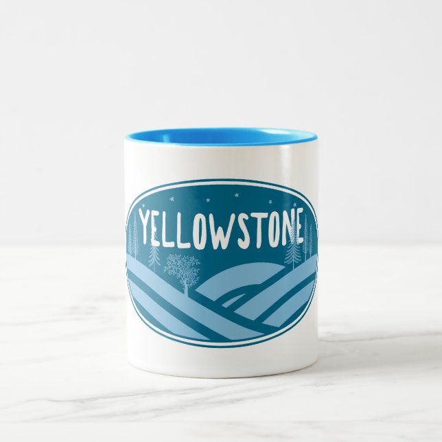 Yellowstone National Park Wyoming Montana Outdoors Two-Tone Coffee Mug (Center)