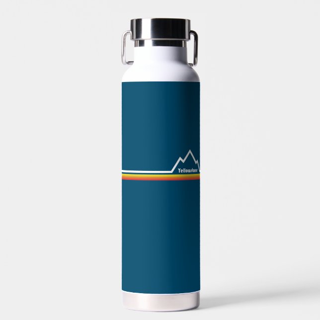 Yellowstone National Park Wyoming Montana Stripe Water Bottle (Front)