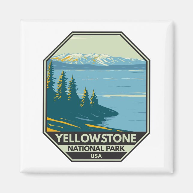 Yellowstone National Park Yellowstone Lake Vintage Magnet (Front)