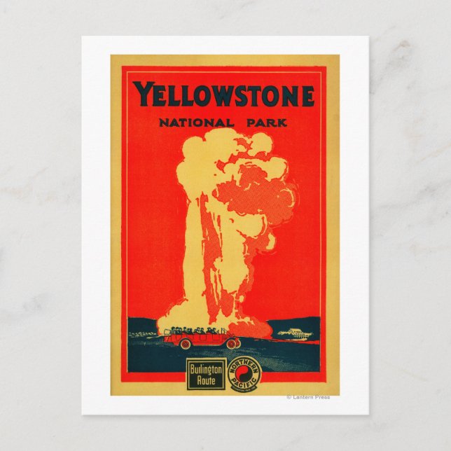 Yellowstone, Old Faithful Advertising Poster Postcard (Front)