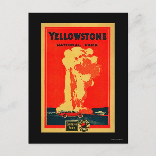 Yellowstone, Old Faithful Advertising Poster Postcard (Front)