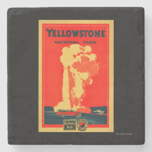 Yellowstone, Old Faithful Advertising Poster Stone Coaster