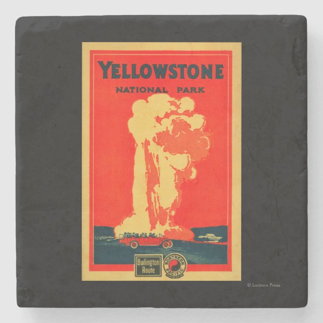 Yellowstone, Old Faithful Advertising Poster Stone Coaster (Front)